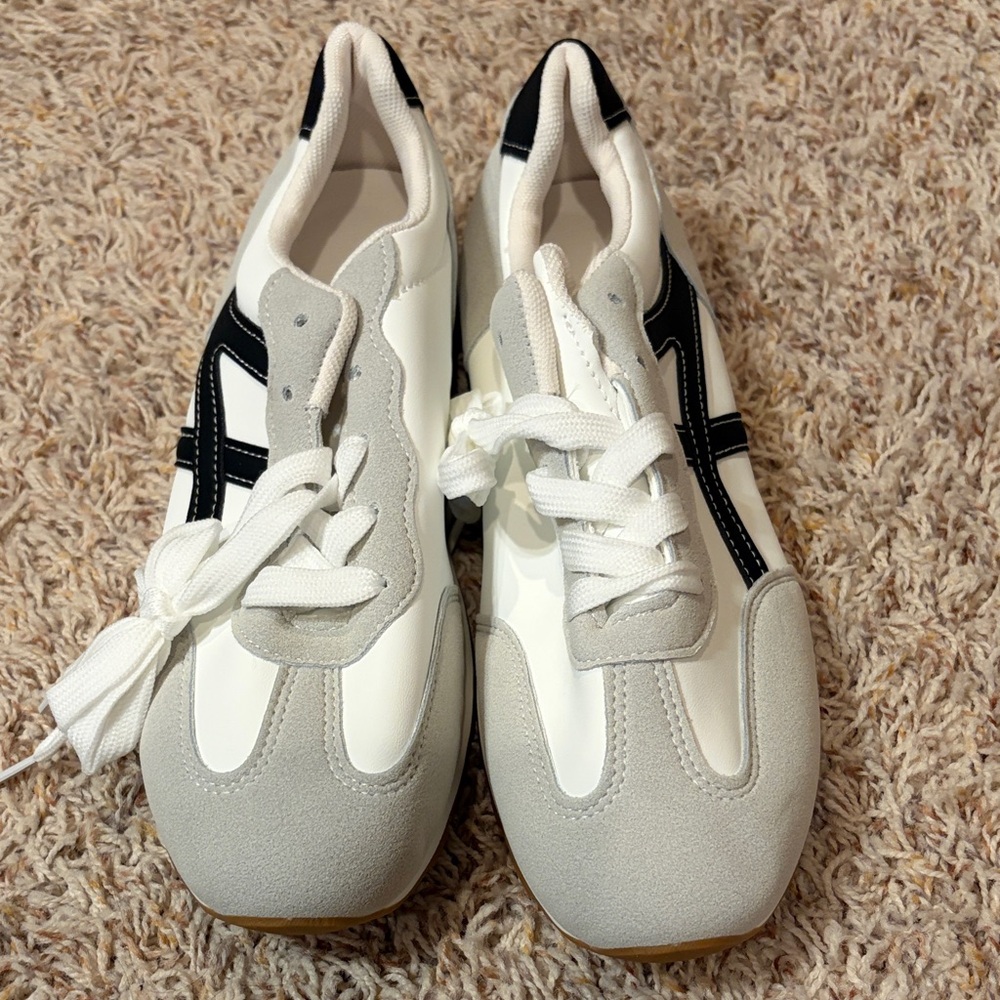 SHEIN White and Gray Casual Sneakers